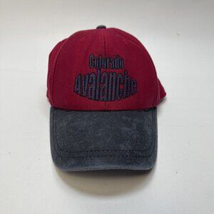 Vintage Colorado Avalanche NHL Baseball Strapback Hat Faded Red Logo Cap